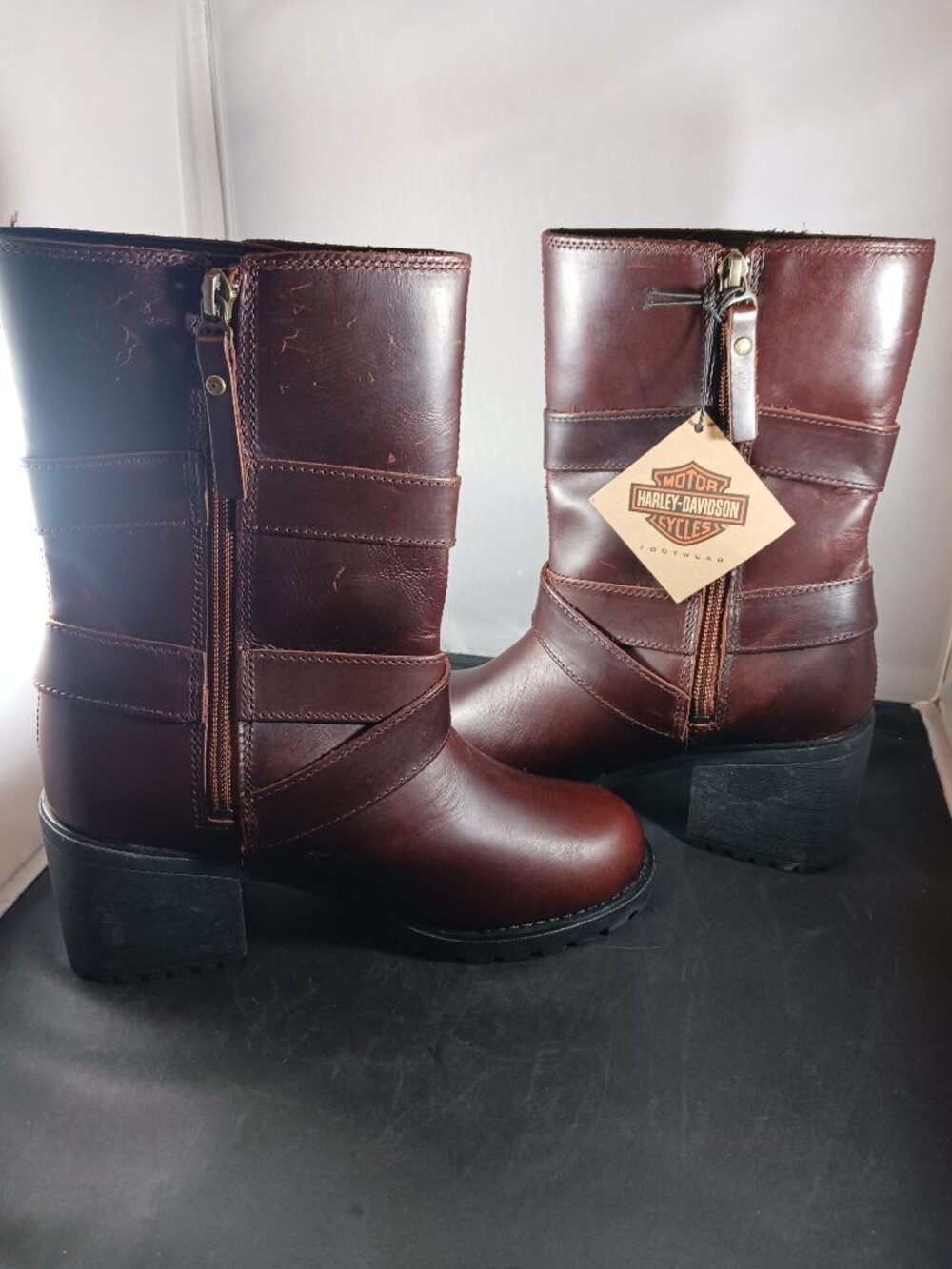 Harley-Davidson Women's Lalanne Triple Strap Motorcycle Boots Maroon size 6M